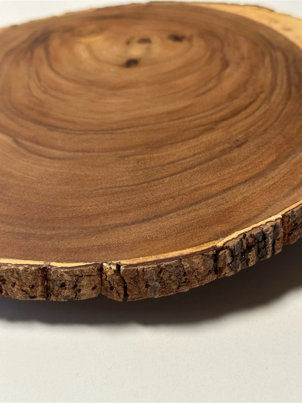 Handcrafted Brown Live-Edge Wood Serving Platter